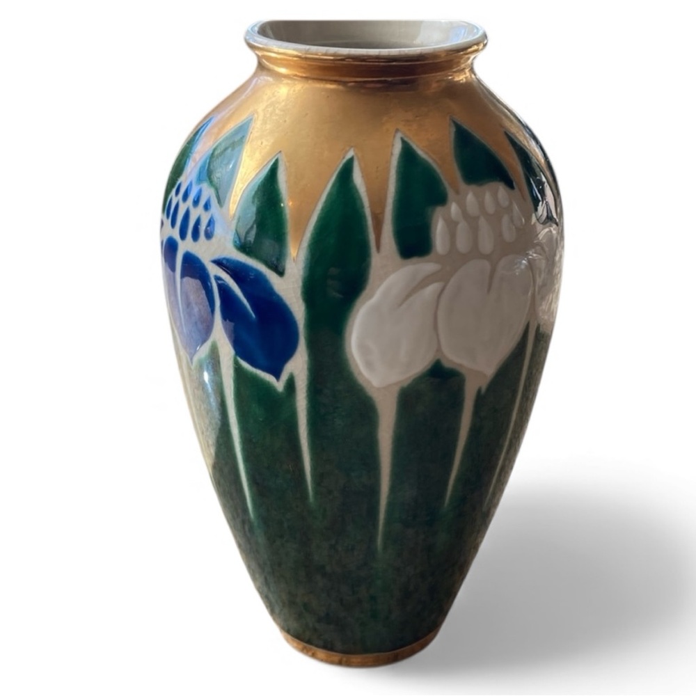Meiji Japanese Satsuma Kutani Chrysanthemum Blossom relief vase Miyagawa Kozan